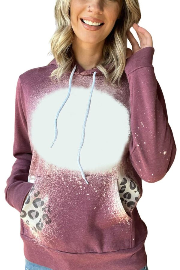 Leopard Tie Dye Print Kangaroo Pocket Pullover Hoodie