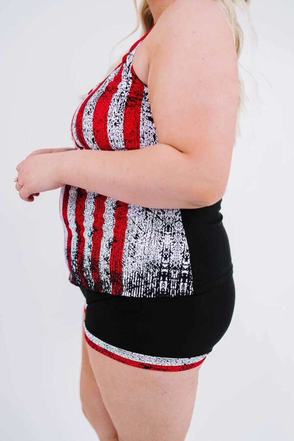 Multicolor American Flag Print Tankini Plus Size Swimwear