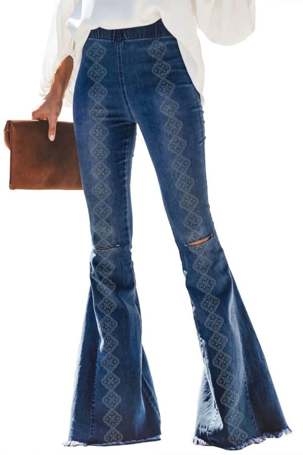 Blue Burn Distressed Rae Hem Bell Bottom Jeans