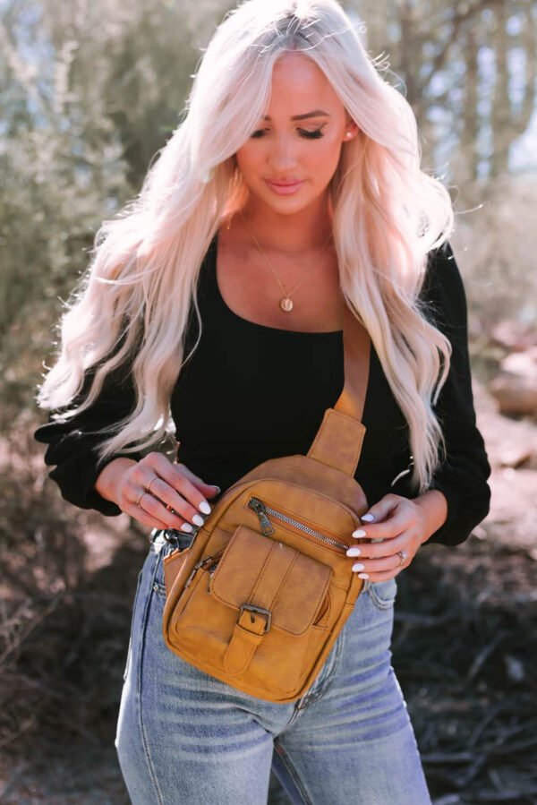 Khaki Vintage Multi Pockets Sling Bag