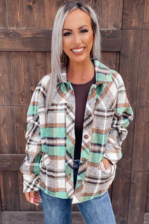 Green Plaid Shacket with Pocket