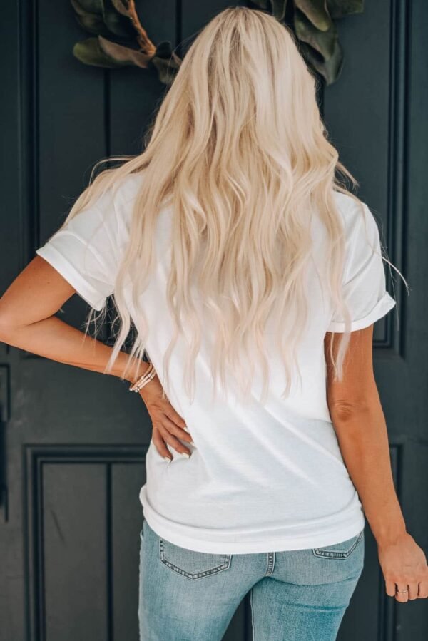 White Round Neck mama Graphic Casual Tee