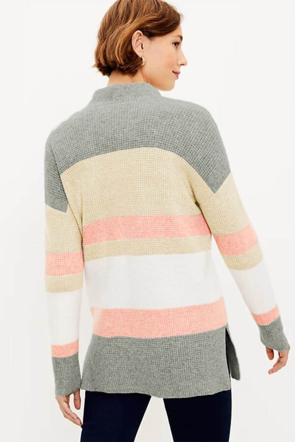 Multicolor Color Block Striped Pocketed Open Cardigan