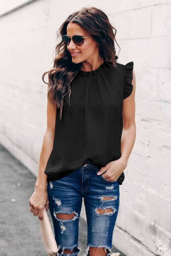 Black Flounced Tank Top