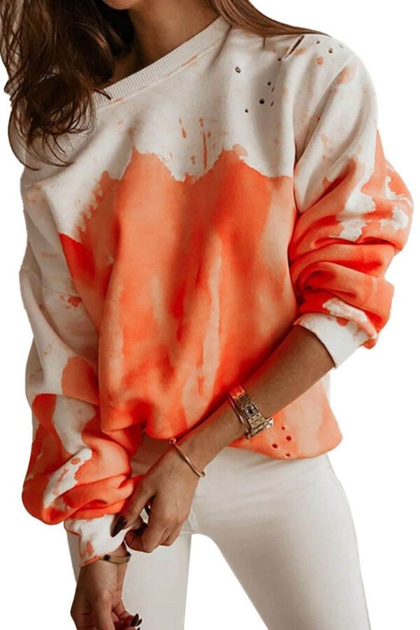 Orange Tie-dye Print Oversized Sweatshirt