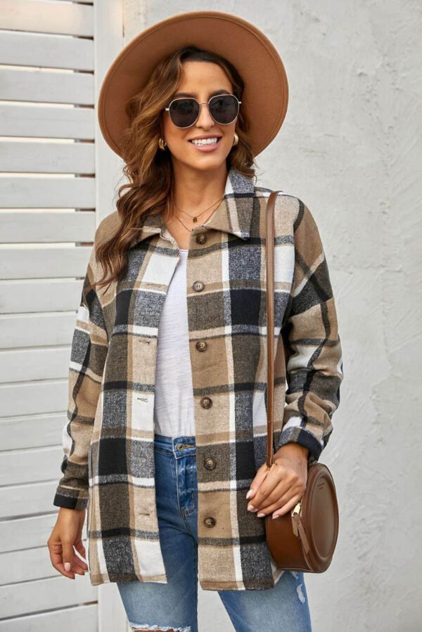 Plaid Print Buttoned Shirt Jacket