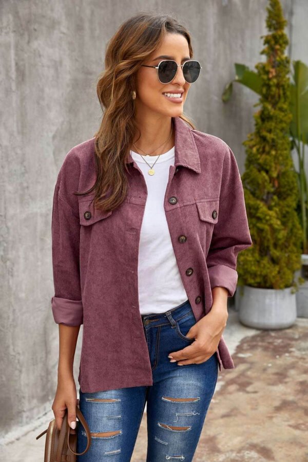 Corduroy Long Sleeve Button-up Shirt Coat