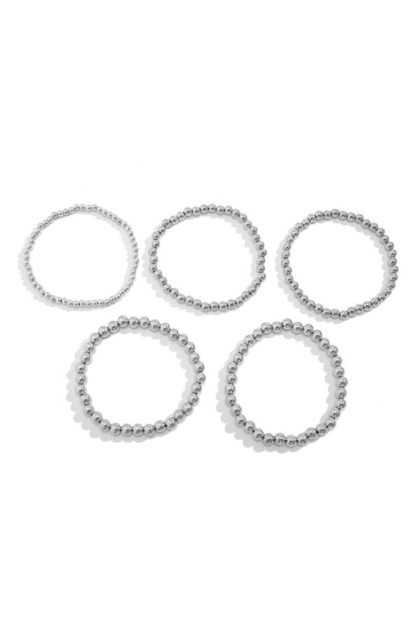 Silvery 5pcs/set Beaded Bracelet Set