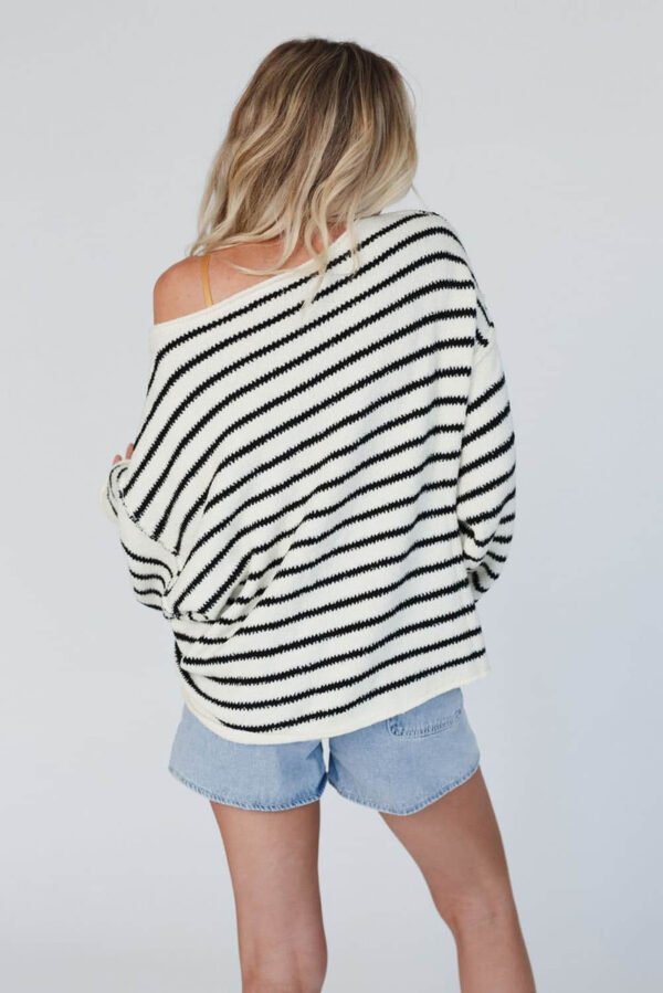 Black Striped Drop Shoulder Oversized Sweater