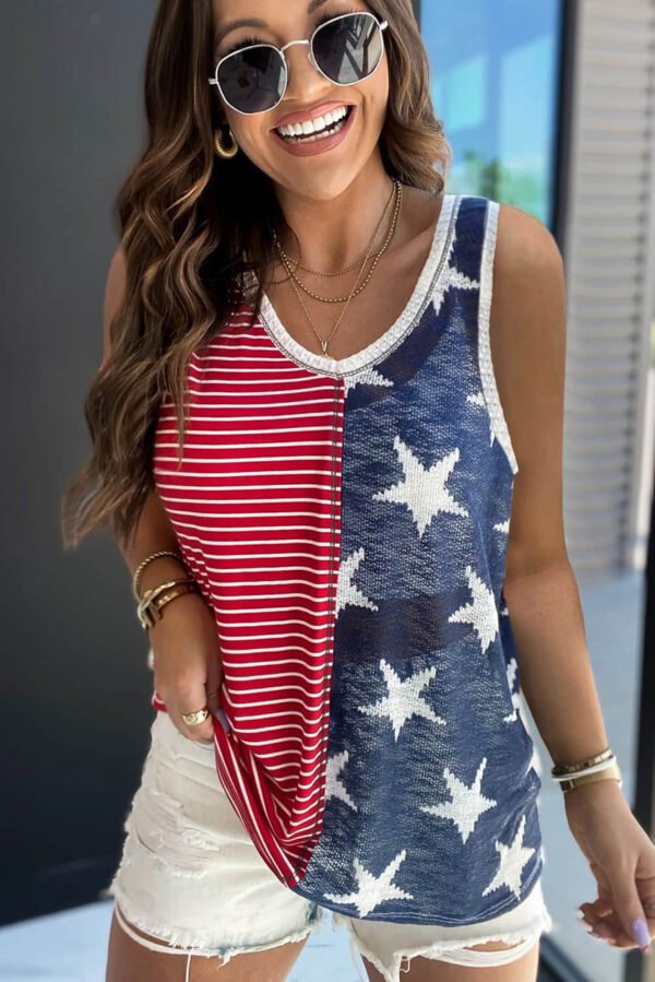 Red American Flag Stars and Stripes Tank Top