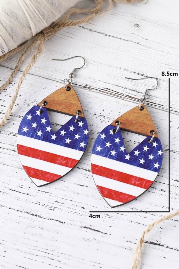 Dark Blue Independence Day Star Striped Hook Earrings