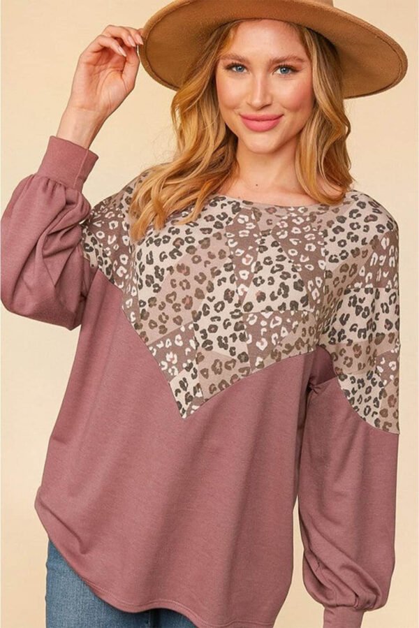 Leopard Animal Print Patchwork Top