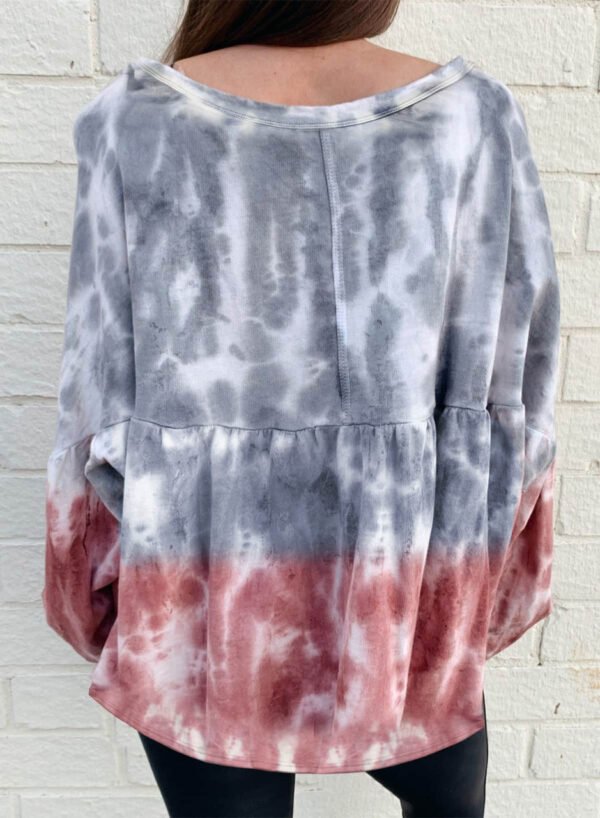 Tie Dye Bishop Sleeve Loose Sweatshirt