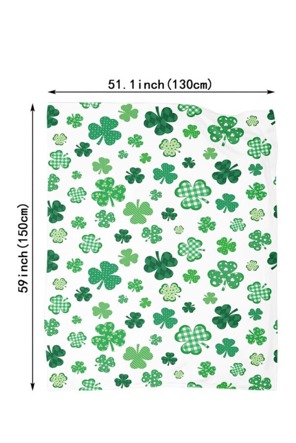 White St. Patrick Clover Print Nap Blanket 130*150cm