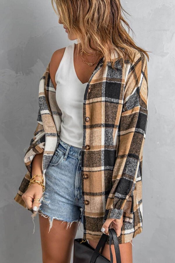 Plaid Print Buttoned Shirt Jacket