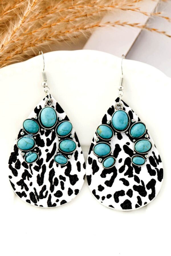 Multicolor Western Turquoise Cow Spots Water Drop Earrings