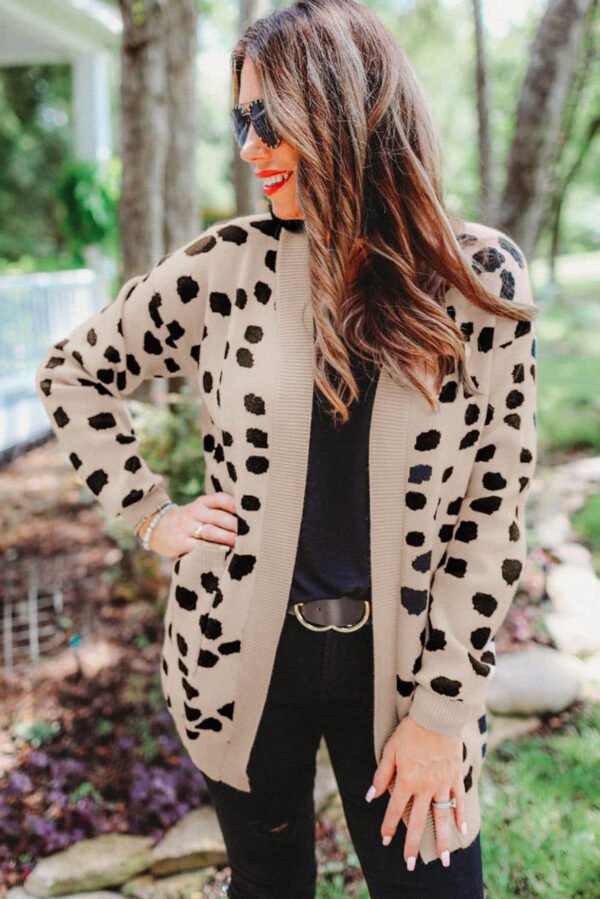 Leopard Animal Spotted Pattern Open Front Cardigan