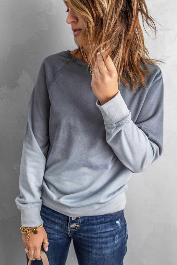 Gray Ombre Crewneck Long Sleeve Sweatshirt