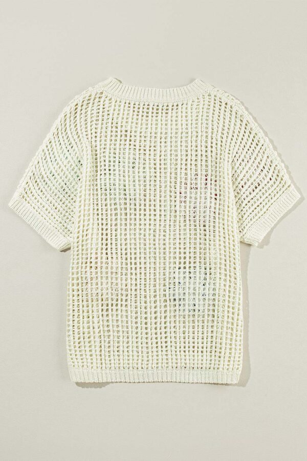 White Crochet Flower Hollow-out Sweater T Shirt