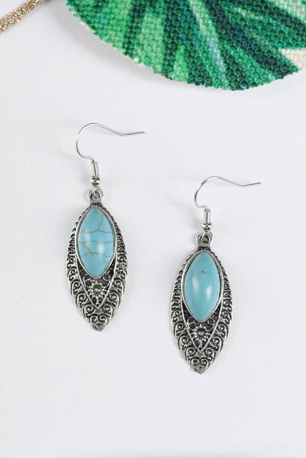 Silver Vintage Turquoise Boho Arabesque Earring