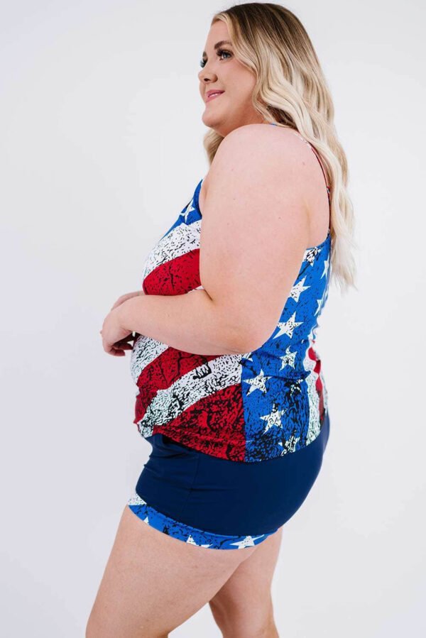 American Flag Print Tankini Plus Size Swimwear