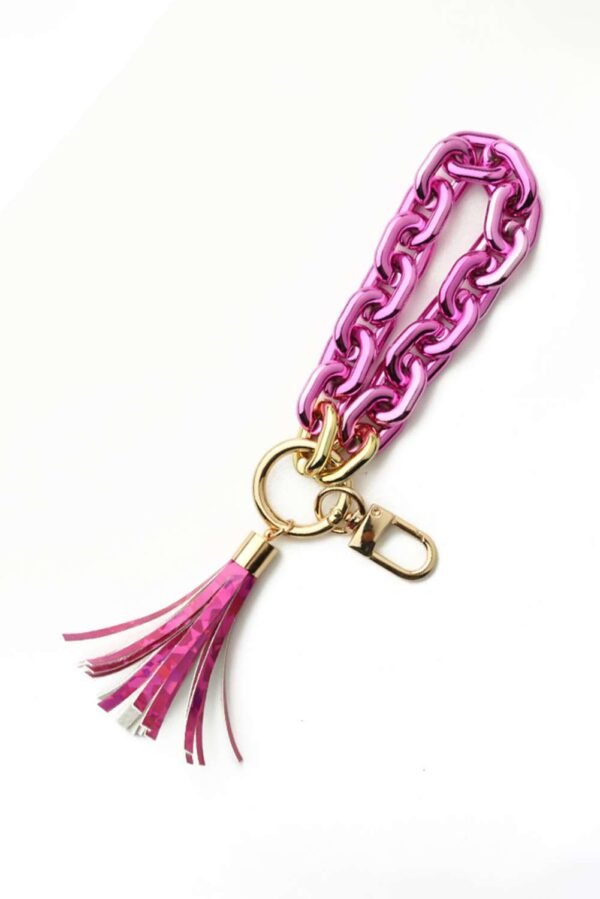 Festival Fuchsia Chain Design Tassel Key Ring