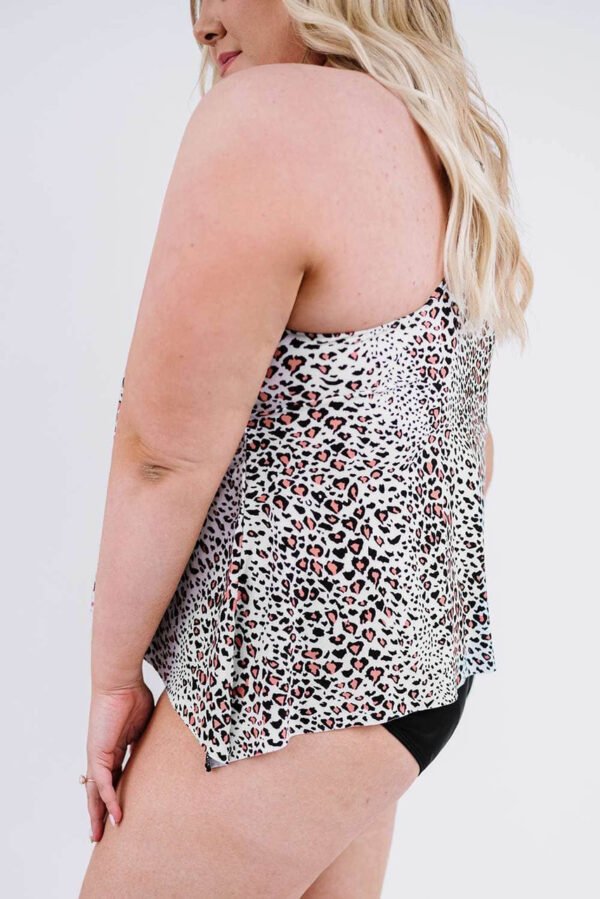 Scoop Neck Racerback Leopard Plus Size Tankini