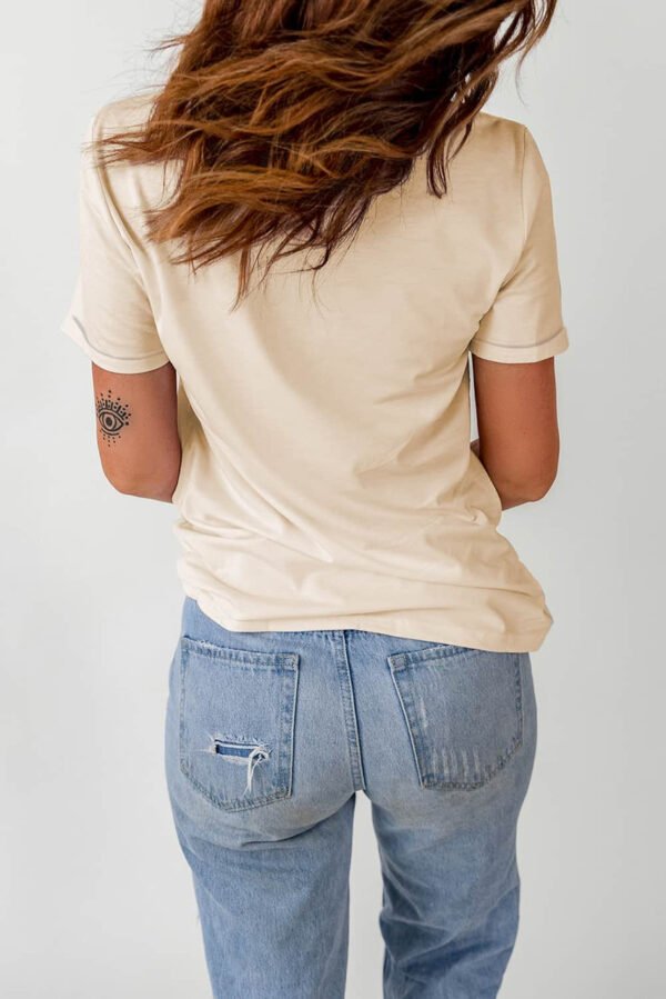 Khaki Heart Shaped Letters Print Crewneck Graphic Tee