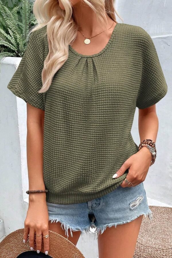 Moss Green Guipure Lace Patch Textured T-shirt