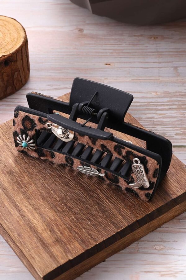 Chestnut Leopard Western Pattern DÃ©cor Square Hair Clip