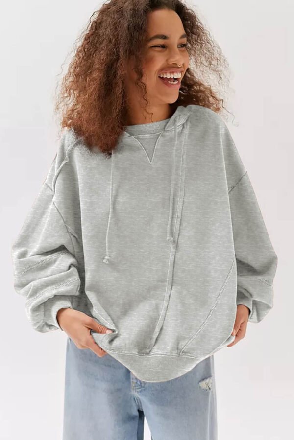 Gray Active Patchwork Detail Warm Winter Hoodie