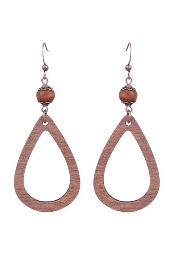 Chestnut Vintage Hollowed Waterdrop Shape Hook Earrings