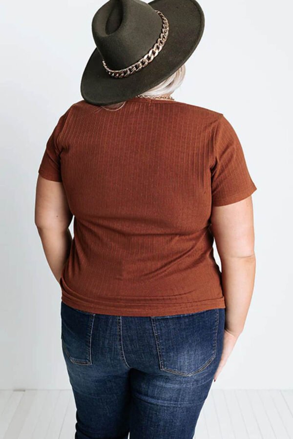 Chestnut Plus Size Ribbed Knit Henley Tee