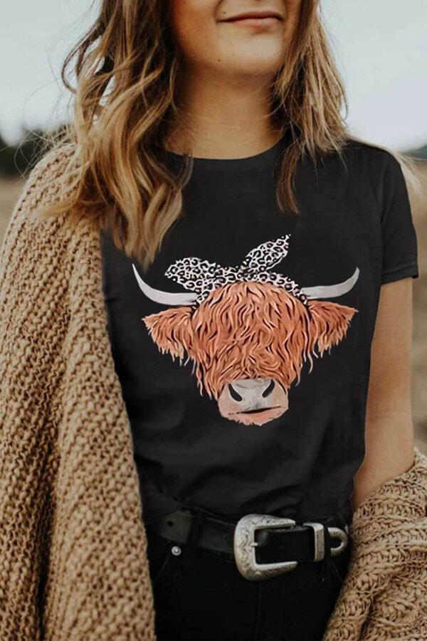 Cute Cattle Leopard O-Neck T-Shirt