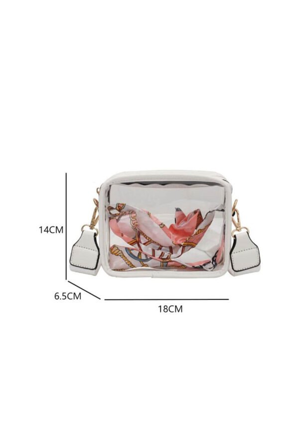 White Clear PVC Leather Strap Crossbody Bag