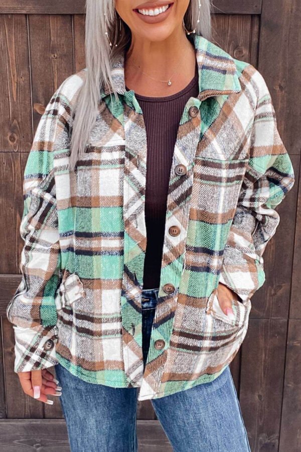 Green Plaid Shacket with Pocket