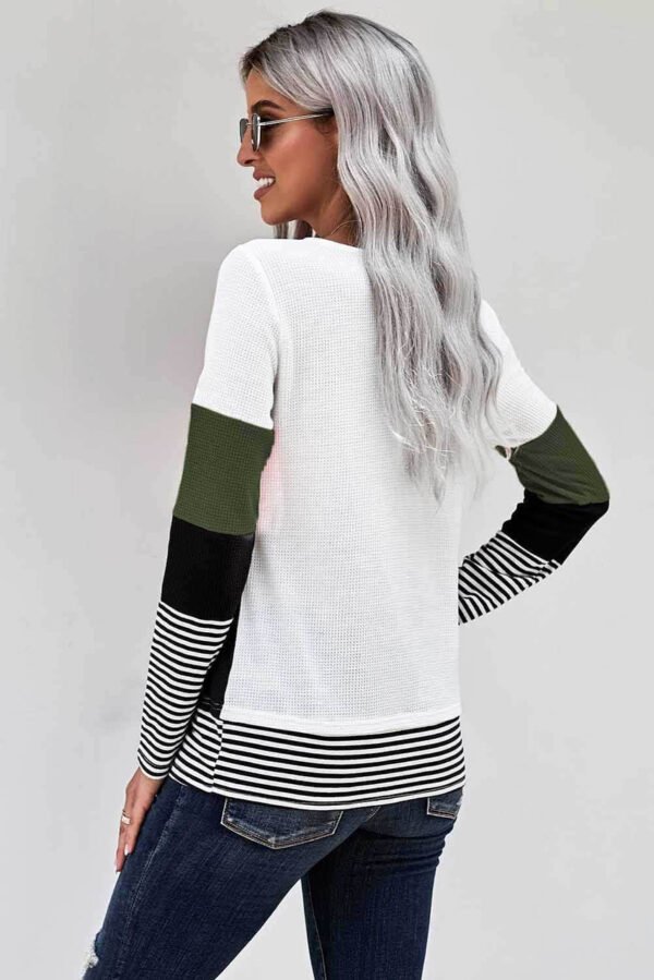 Stylish Colorblock Splicing Stripes Top