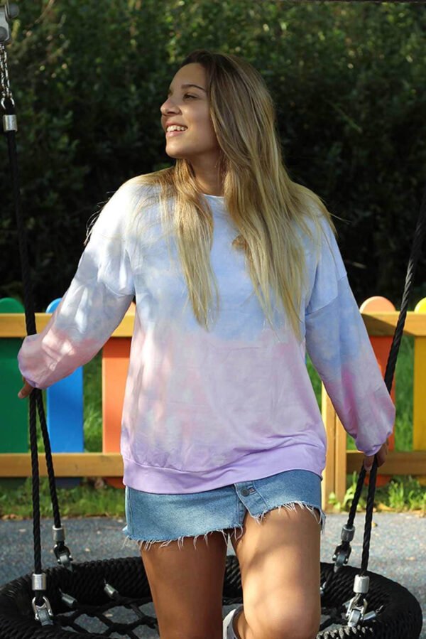 Color Block Tie Dye Pullover Sweatshirt