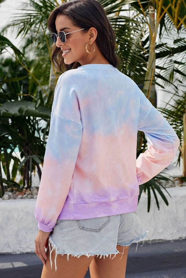 Color Block Tie Dye Pullover Sweatshirt