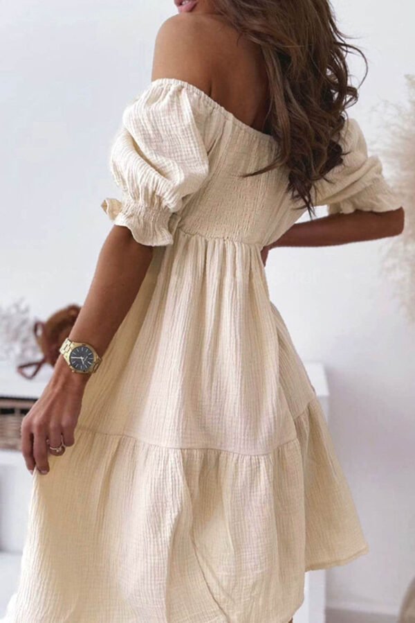 Apricot Crinkle Texture Off the Shoulder Princess Dress