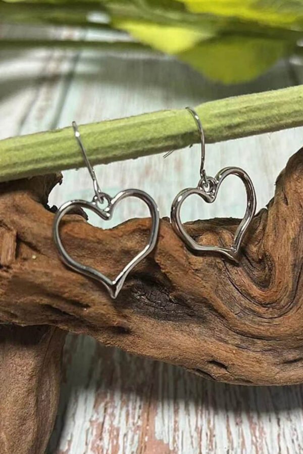 Silvery Heart Shape Hook Drop Earrings