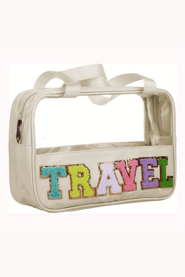 Parchment TRAVEL Chenille Letter Clear PVC Makeup Bag