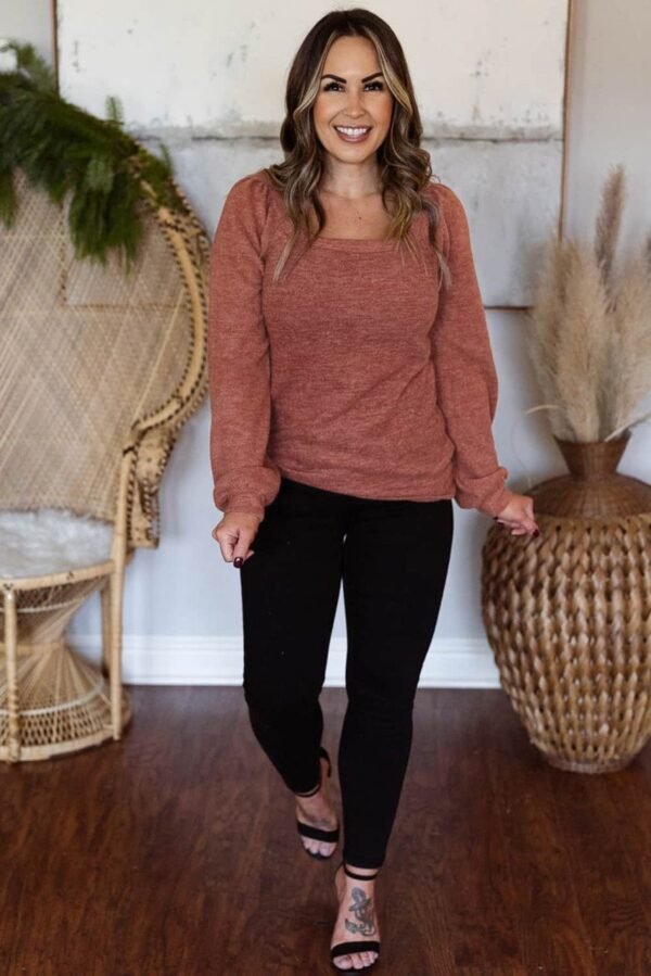 Gold Flame Square Neck Plus Size Knit Top