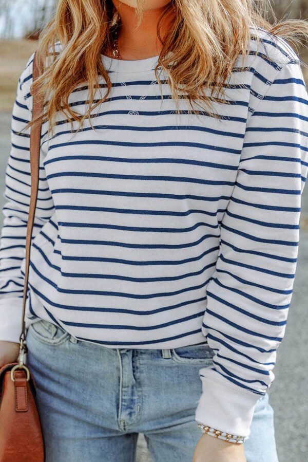 Stripe Printed Plus SIze Long Sleeve Top