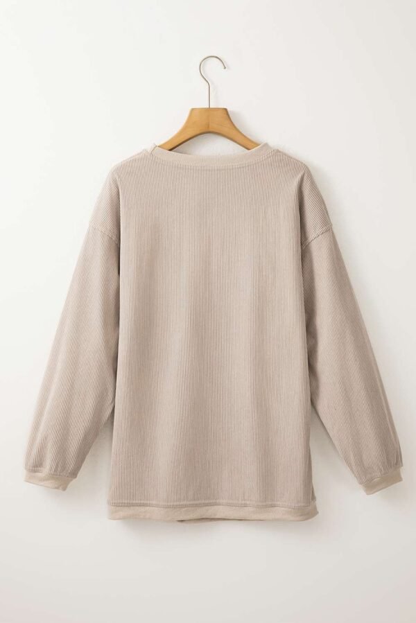 Smoke Gray Ribbed Corduroy Oversized Sweatshirt