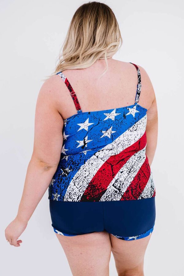 American Flag Print Tankini Plus Size Swimwear