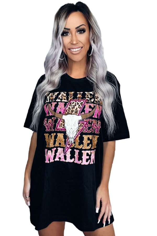 Black WALLEN Cowskull Graphic Oversized Tee