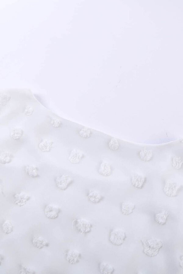 White Swiss Dot Texture Short Sleeve Top