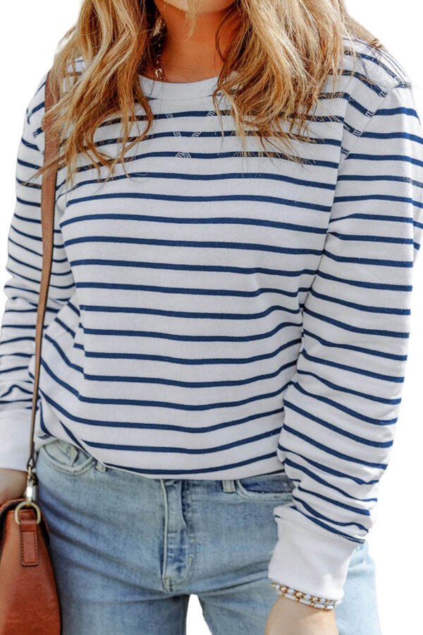 Stripe Printed Plus SIze Long Sleeve Top