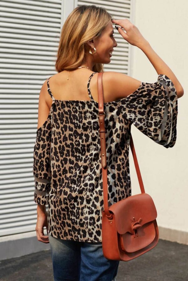 Leopard Cold Shoulder Blouse